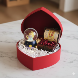 ORİJİNAL TAKVİM YAPRAĞI VE KAR KÜRESİ KALPLİ KUTULU