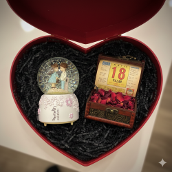 ORİJİNAL TAKVİM YAPRAĞI VE KAR KÜRESİ KALPLİ KUTULU