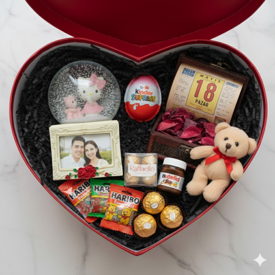 ORİJİNAL TAKVİM YAPRAĞI VE KALPLİ KUTU